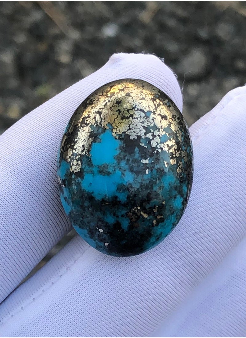 HADI - December Birthstone - Natural Turquoise with Pyrite - 40 carats - 26x19mm - Image 1