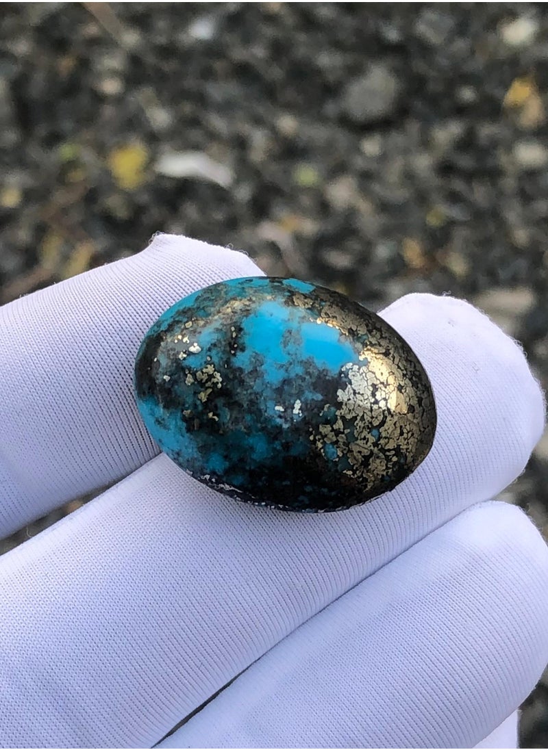 HADI - December Birthstone - Natural Turquoise with Pyrite - 40 carats - 26x19mm - Image 1
