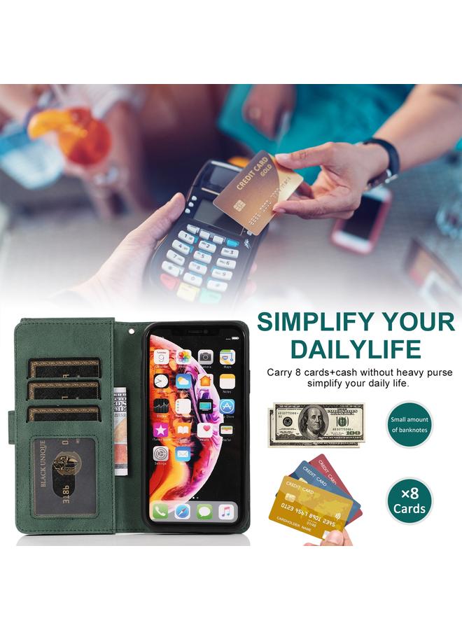 إيروريكس جراب لهاتف iPhone XR بملمس جلدي وسحاب وملمس كريزي هورس مع حامل وفتحات للبطاقات ومحفظة وحبل تثبيت - Image 3