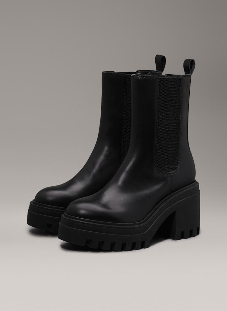 Calvin Klein Jeans Leather Chunky Heeled Chelsea Boots - Image 3