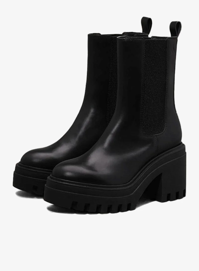 Calvin Klein Jeans triple black Leather Chunky Heeled Chelsea Boots for Women | Best Price UAE