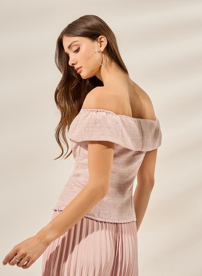 Styli Light Pink Off-Shoulder Top - Image 4