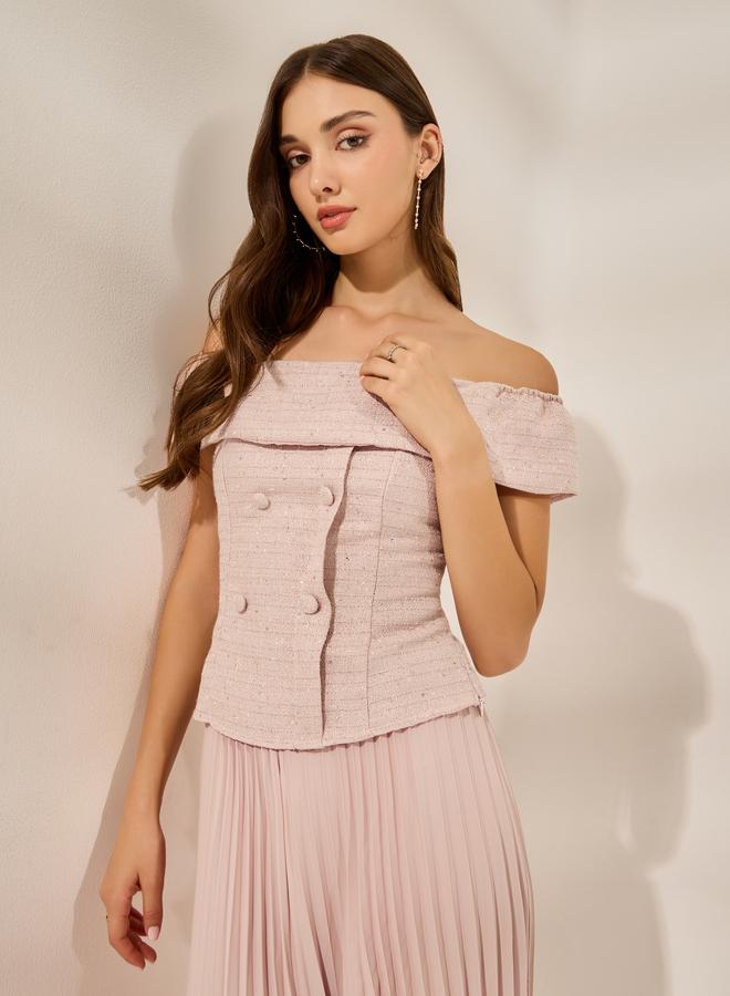 Styli Light Pink Off-Shoulder Top - Image 1