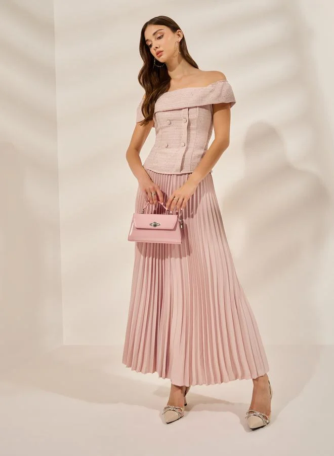 Styli Light Pink Off-Shoulder Top