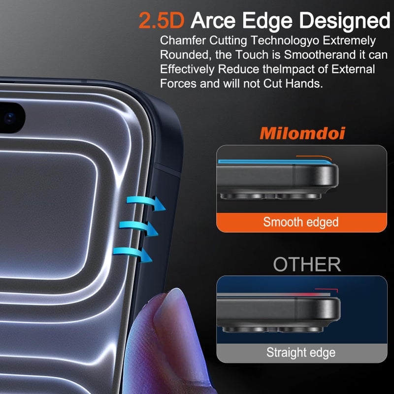 Milomdoi 3 Pack Matte Screen Protector for iPhone 17 Pro [Phone Case Friendly] Tempered Glass Accessories Film, Shatterproof No Bubble, Easy Installation with Mounting Frame for Apple - Image 5