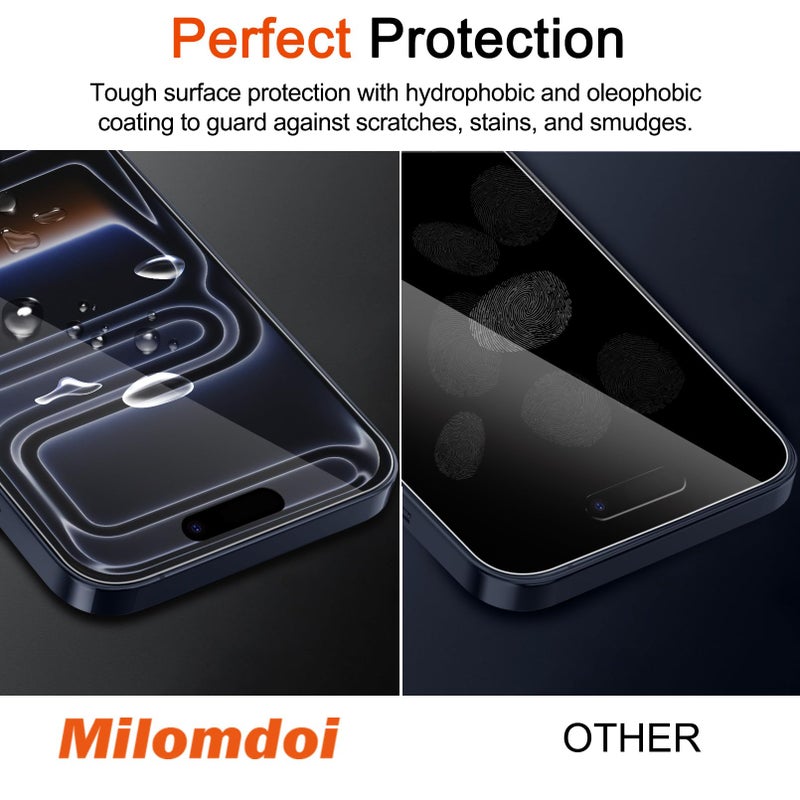 Milomdoi 3 Pack Matte Screen Protector for iPhone 17 Pro [Phone Case Friendly] Tempered Glass Accessories Film, Shatterproof No Bubble, Easy Installation with Mounting Frame for Apple - Image 4