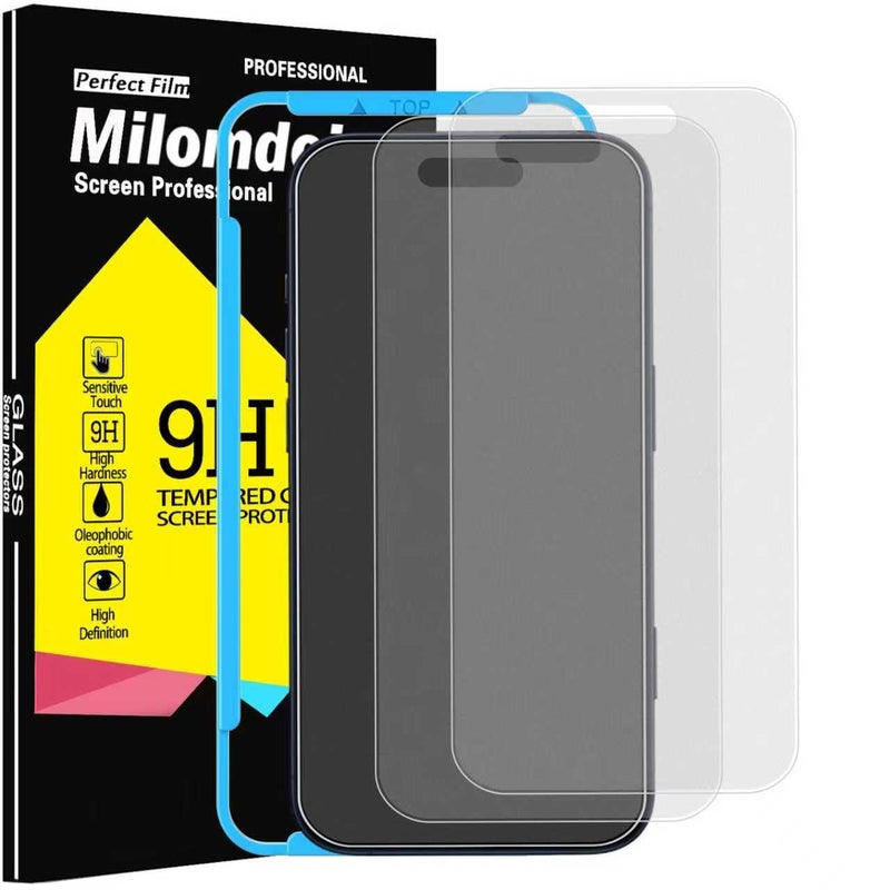 Milomdoi 3 Pack Matte Screen Protector for iPhone 17 Pro [Phone Case Friendly] Tempered Glass Accessories Film, Shatterproof No Bubble, Easy Installation with Mounting Frame for Apple - Image 1