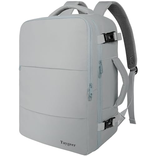 Taygeer Carry On Backpack for Men Women Travel Backpack with Water Bottle Pocket Shoe Pouch Laptop Mochila 173inch Flight Approved College Teacher Tote Bag for Business Travel Grey - Image 1
