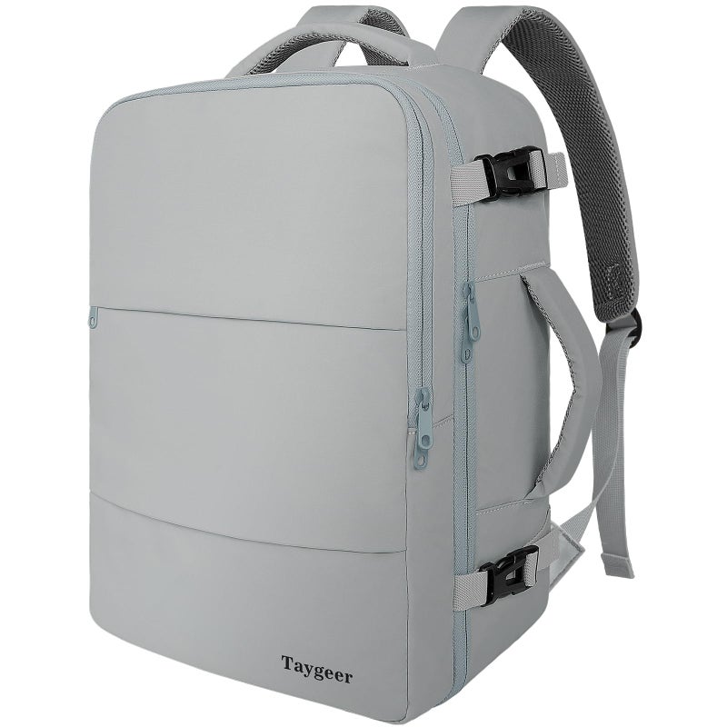 Taygeer Carry On Backpack for Men Women Travel Backpack with Water Bottle Pocket Shoe Pouch Laptop Mochila 173inch Flight Approved College Teacher Tote Bag for Business Travel Grey - Image 2