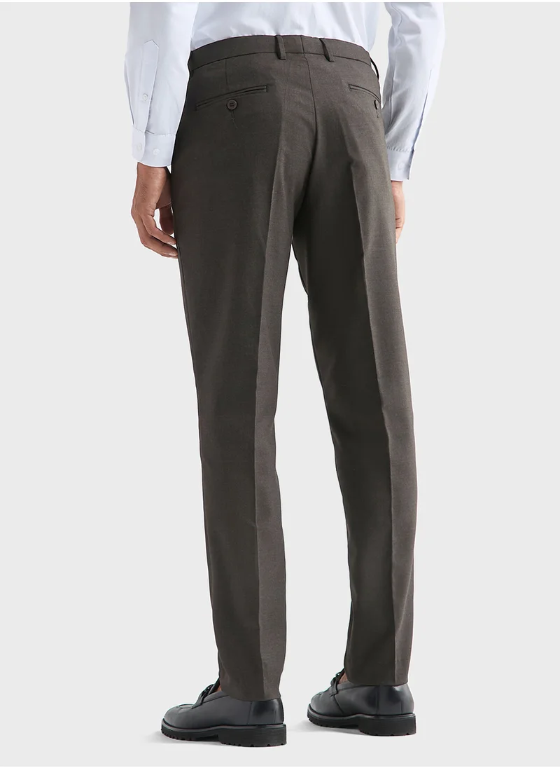 FAV Textured Slim Fit Flexi Waist Trousers