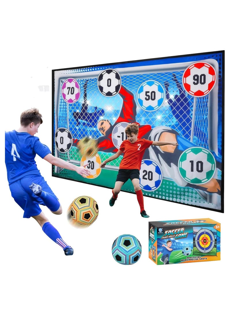 DMG TECH Kids Soccer Ball, Outdoor Soccer Ball Game for Kids and Adults, Soccer Ball Set with 1 Flannel Soccer Goal, 2 Soccer Balls, 4 Sticky Hooks, 4 Black Ribbons and 2 Ground Stakes  - Image 1