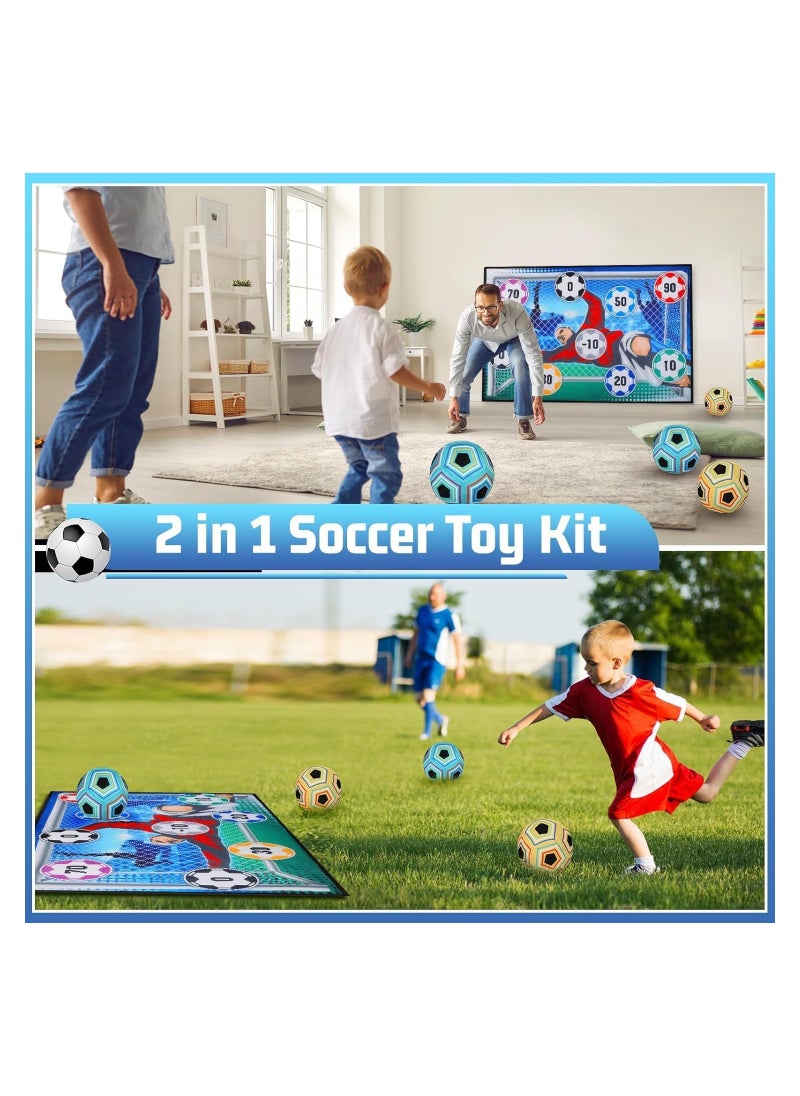 DMG TECH Kids Soccer Ball, Outdoor Soccer Ball Game for Kids and Adults, Soccer Ball Set with 1 Flannel Soccer Goal, 2 Soccer Balls, 4 Sticky Hooks, 4 Black Ribbons and 2 Ground Stakes  - Image 4