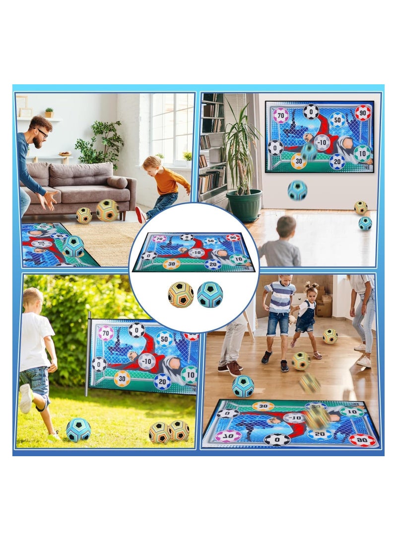 Kids Soccer Ball, Outdoor Soccer Ball Game for Kids and Adults, Soccer Ball Set with 1 Flannel Soccer Goal, 2 Soccer Balls, 4 Sticky Hooks, 4 Black Ribbons and 2 Ground Stakes