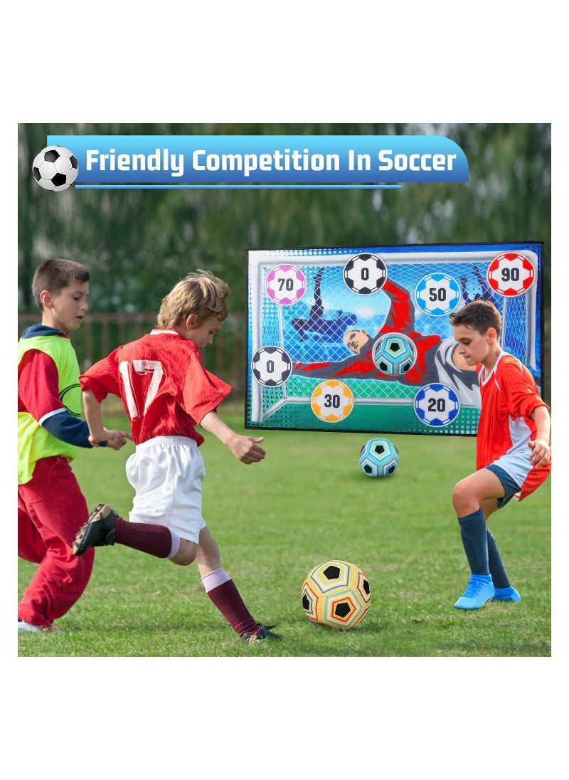 DMG TECH Kids Soccer Ball, Outdoor Soccer Ball Game for Kids and Adults, Soccer Ball Set with 1 Flannel Soccer Goal, 2 Soccer Balls, 4 Sticky Hooks, 4 Black Ribbons and 2 Ground Stakes  - Image 3