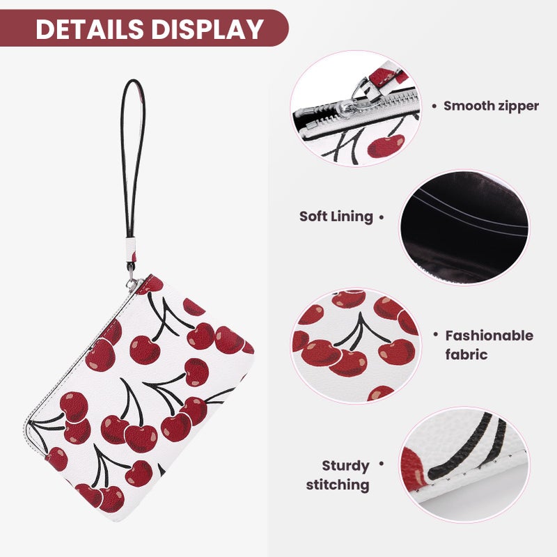 CATSEA Small Wristlet Purse Cherry Wristlet Wallet For Women Trendy Pu Leather Clutch Designer Evening Purse - Image 4