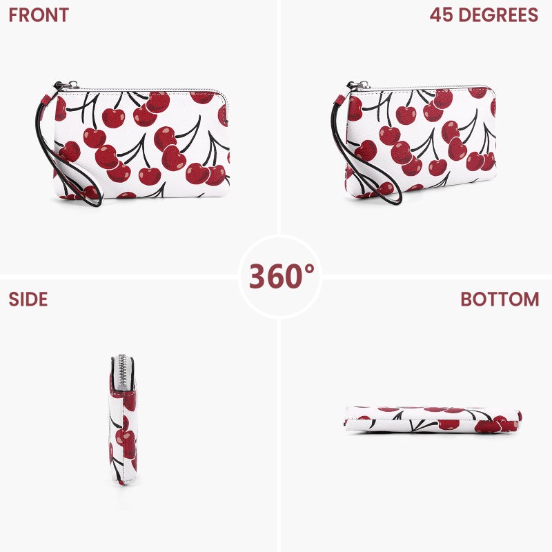 CATSEA Small Wristlet Purse Cherry Wristlet Wallet For Women Trendy Pu Leather Clutch Designer Evening Purse - Image 3