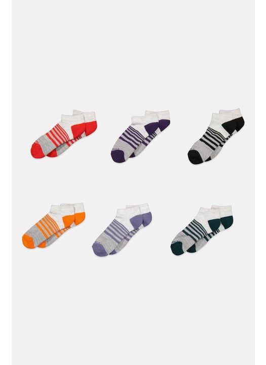 Men 6 Pair Recycled Cushioned Socks, Grey Combo