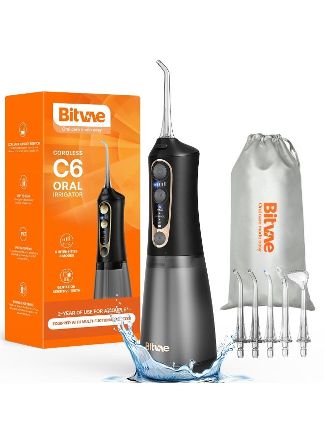 BlueFire Bitvae C6 Cordless Water Flosser – 15 Cleaning Modes, 3 Pressure Settings & 5 Intensity Levels, 300ml Reservoir, IPX7 Waterproof, 40-Day Battery Life, USB Rechargeable for Home & Travel Oral Care, Plaque Removal & Gum Health - Image 1