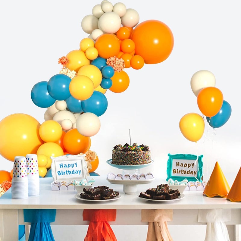 Zikra Balloon Arch Kit, 126Pcs Blue Yellow Orange Balloon Arch Garland Kit With Lemon Yellow Orange And Teal Blue Balloons for Birthday Wedding Baby Shower Party - Image 3