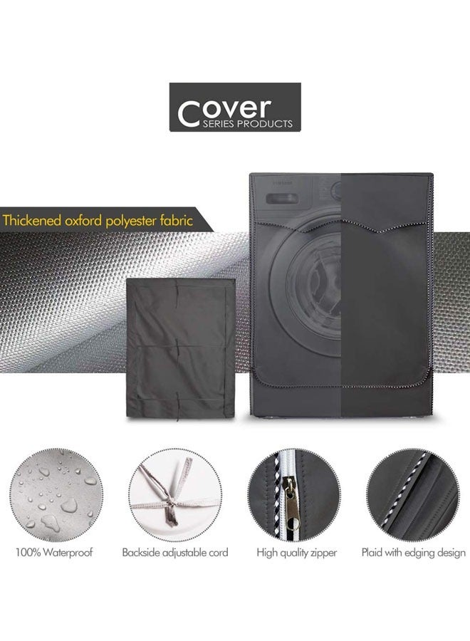 Washing Machine Cover/Dryer Cover,Fit for Most 7.5-12KG. Front loading Machine,Cover on 4 Sides-Maximum Protection(Gray，W27 D33 H39 inches) - Image 2