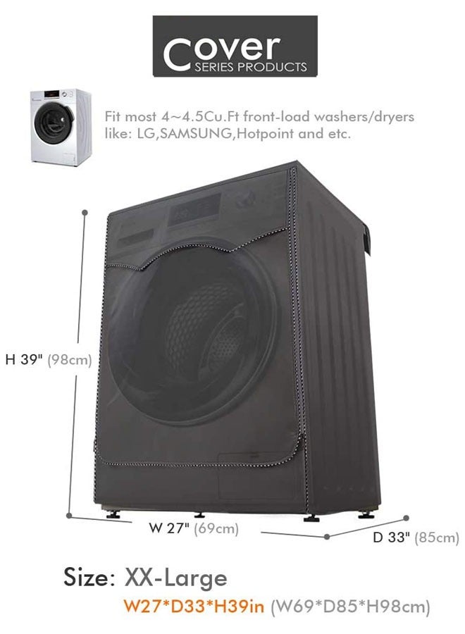 Washing Machine Cover/Dryer Cover,Fit for Most 7.5-12KG. Front loading Machine,Cover on 4 Sides-Maximum Protection(Gray，W27 D33 H39 inches) - Image 4