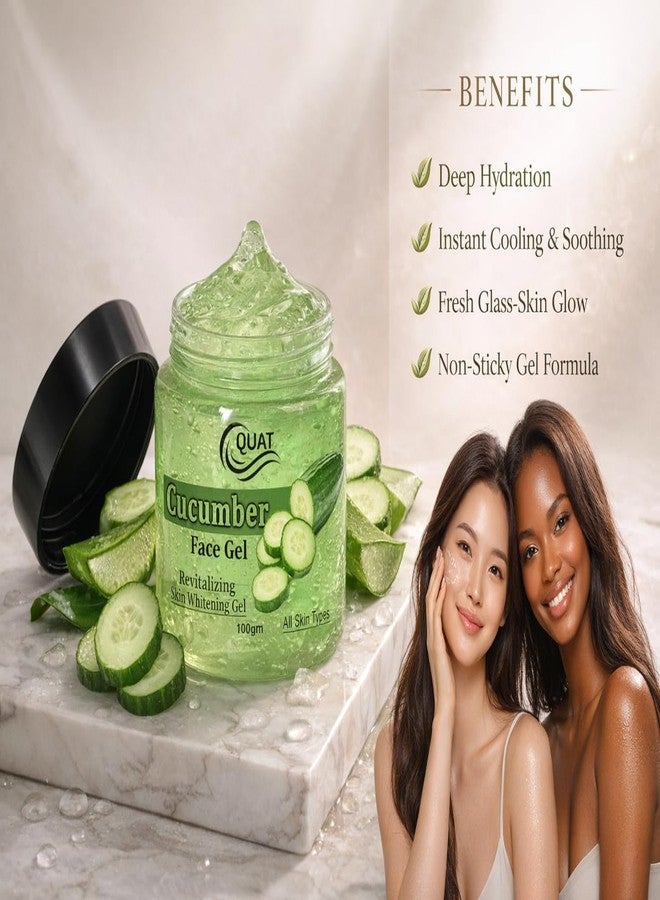 QUAT Cucumber Face Gel, Revitalizing Skin Whitening Gel with Cucumber Extract, Aloe Vera and Vitamin B5, 100gm, for All Skin Types - Image 3