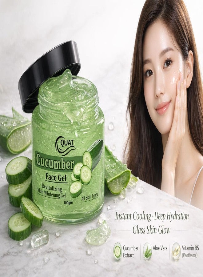 QUAT Cucumber Face Gel, Revitalizing Skin Whitening Gel with Cucumber Extract, Aloe Vera and Vitamin B5, 100gm, for All Skin Types - Image 1