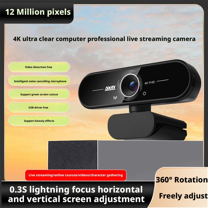 كاميرا ويب فائقة الدقة 4K مع ميكروفون للكمبيوتر واللابتوب للمؤتمرات عبر الفيديو - Image 1