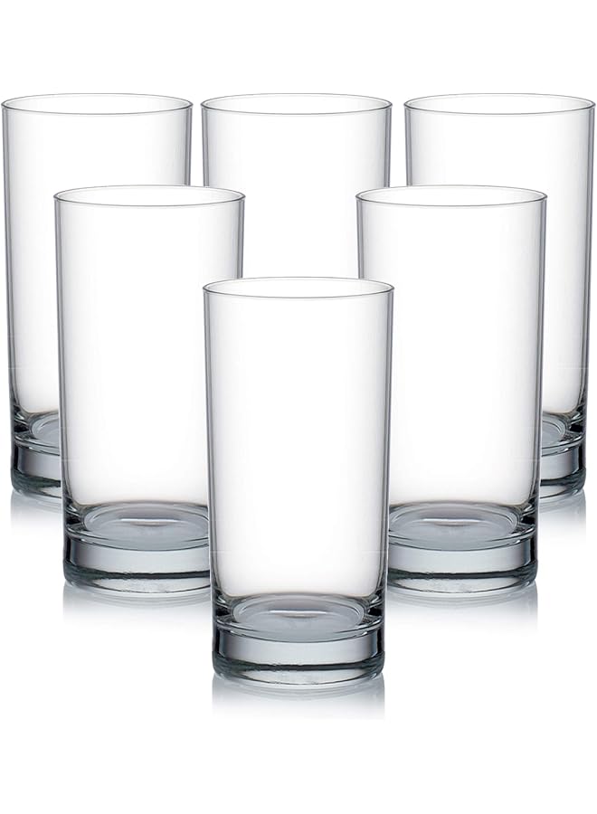 S-TOP San Marino Hi Ball Glass, Set Of 6, Clear, 350 Ml, B00412, Mocktail Glass, Highball Glass, Tall Glass, Beverage Glass, Long Drink Glass, Water Glass, Juice Glass - Image 1