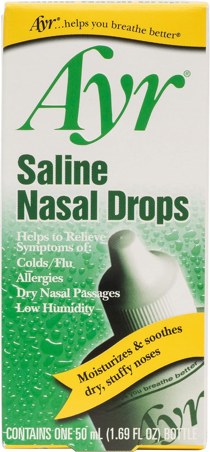 Ayr Saline Nasal Drops, 1.69-Ounce Bottles (Pack of 6)