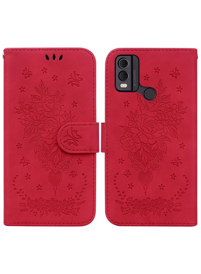 S-TOP Case For Nokia C22 Butterfly Rose Embossed Leather Phone Case - Image 1
