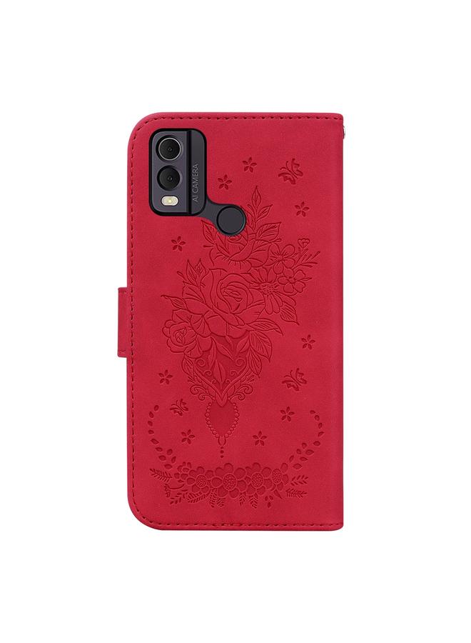 S-TOP Case For Nokia C22 Butterfly Rose Embossed Leather Phone Case - Image 3