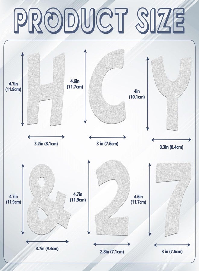 Pinsit 216Pcs Glitter Bulletin Board Letters, Alphabet Number Poster Board Letters Punctuation with Adhesive Dots, Symbols Cutout Bulletin Board Decoration for Classroom School Office Wall Decor (Silver,4in) - Image 2