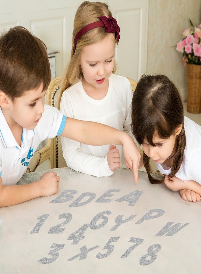 Pinsit 216Pcs Glitter Bulletin Board Letters, Alphabet Number Poster Board Letters Punctuation with Adhesive Dots, Symbols Cutout Bulletin Board Decoration for Classroom School Office Wall Decor (Silver,4in) - Image 5