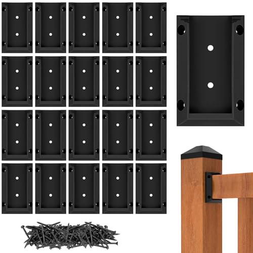 Eapele 20pcs Deck Railing Brackets Connectors for 2x4 Railing Wood Post with 120pcs Wood Screws - Image 1