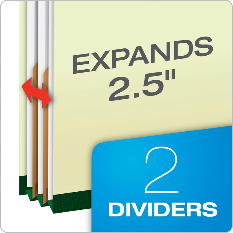 Pendaflex Classification Folders – 2 Dividers, Light Green, Letter, 10/BX (17173) - Image 2