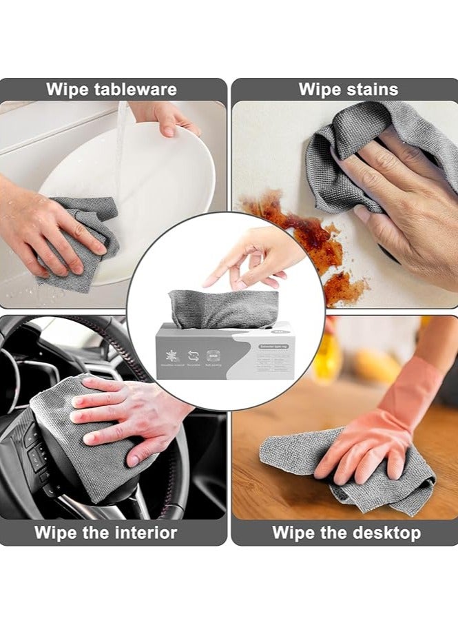 Microfiber Cleaning Cloth Rags in A Box (20 Count) -7.9" x 7.9" Reusable Microfiber Towels for Cars - Edgeless Terry Towels,Small Microfiber Towel for Home, Kitchen (Gray)