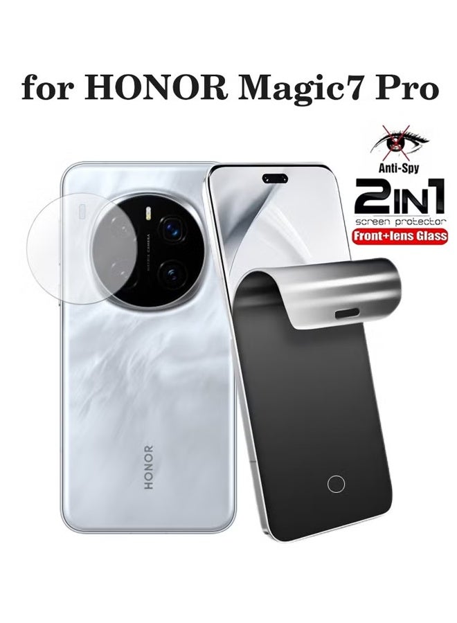 X-level 2 in 1 Honor Magic 7 Pro HD Full Privacy Anti-Peeping Screen Protector [Non-Glass] Auto Alignment, Bubble-Free, Fingerprint ID Support, Full Coverage Anti-Spy Ceramic Film with Camera Lens Protector Compatible with Honor Magic 7 Pro - Image 1