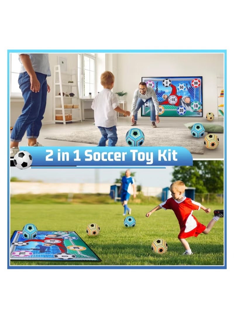 عربست كرة كرة القدم للأطفال ، لعبة كرة القدم في الهواء الطلق للأطفال والكبار ، مجموعة كرة القدم مع 1 هدف كرة القدم الفلانيل ، 2 كرات كرة القدم ، 4 خطوط لاصقة ، 4 شرائط سوداء و 2 مخاطر أرضية - Image 4