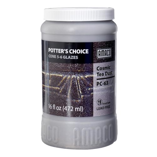 AMACO Potters Choice PC63 Cosmic Tea Dust Dark Brown Sparkle High Fire Glaze Pint 16 oz 473 mL Layerable MidHigh Fire Cone 56 PC Liquid Ceramic Pottery Glaze for Bisque - Image 3