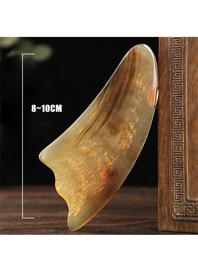 إسكدنيا أداة تدليك القرون الطبيعية غوا شا، مضادة للشيخوخة ومضادة للتجاعيد، أحجار تدليك لوح غوا شا، أداة تدليك متعددة الوظائف لعلاج الوخز بالإبر في المنتجع الصحي (أصفر) - Image 2