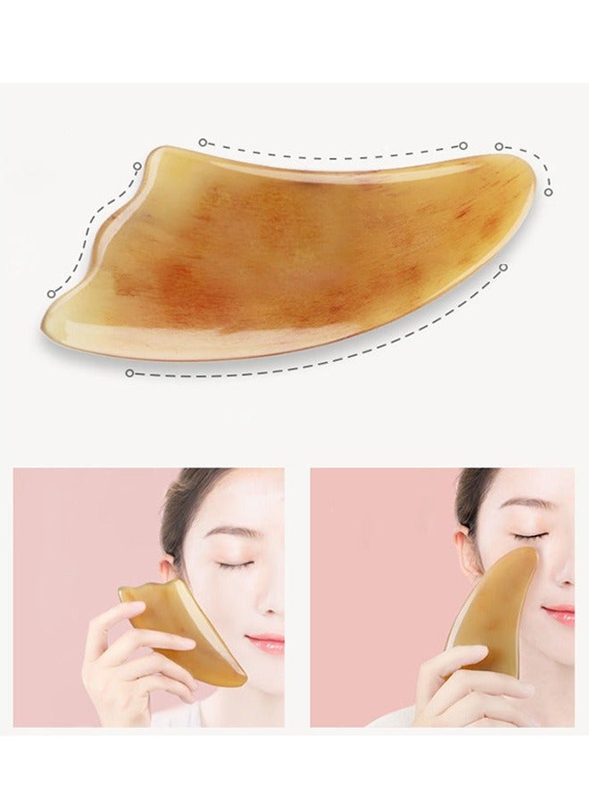 إسكدنيا أداة تدليك القرون الطبيعية غوا شا، مضادة للشيخوخة ومضادة للتجاعيد، أحجار تدليك لوح غوا شا، أداة تدليك متعددة الوظائف لعلاج الوخز بالإبر في المنتجع الصحي (أصفر) - Image 3