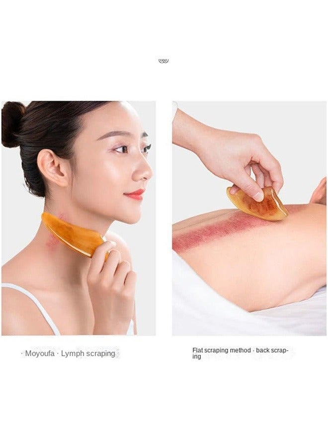 إسكدنيا أداة تدليك القرون الطبيعية غوا شا، مضادة للشيخوخة ومضادة للتجاعيد، أحجار تدليك لوح غوا شا، أداة تدليك متعددة الوظائف لعلاج الوخز بالإبر في المنتجع الصحي (أصفر) - Image 5
