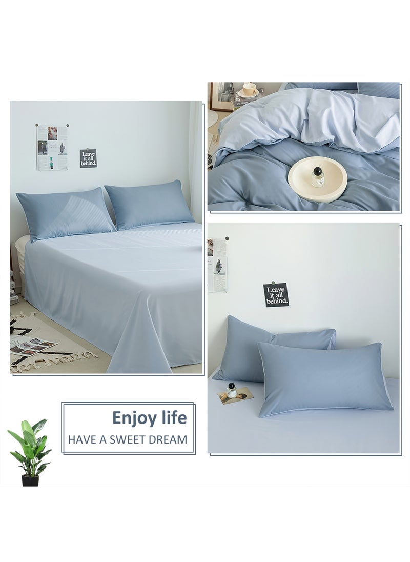 LEFAFA Duvet Cover Set, 4 Pieces Soft Brushed Microfiber Comforter Cover with Zipper Closure, Include 1 Duvet Cover 200x230cm, 1 Flat Sheet and 2 Pillowcase, Full Size(Blue,2m)  - Image 4