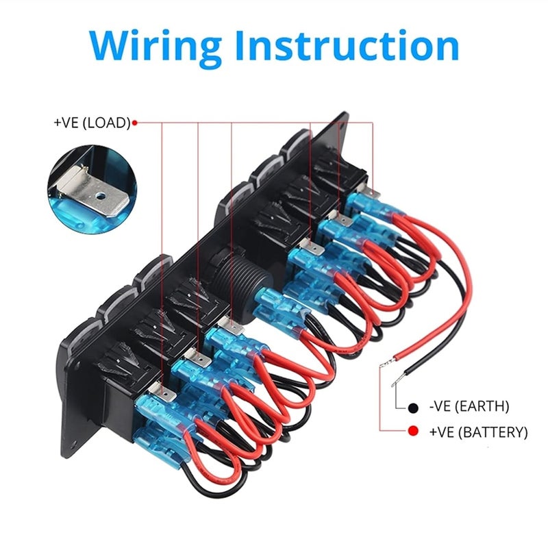 Wivplex 6 Gang Rocker Switch Panel for Car and Marine - Image 3