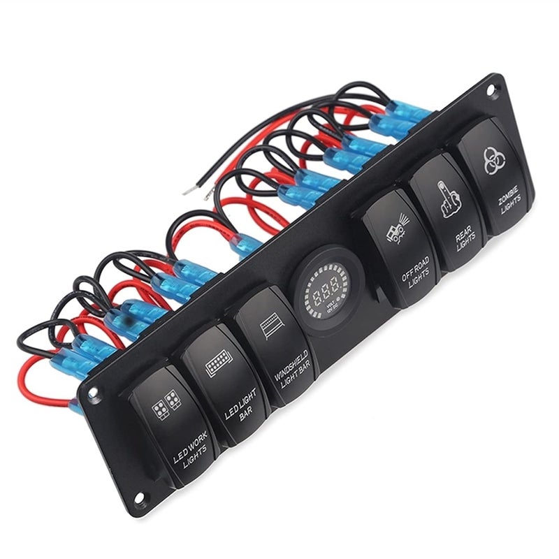 Wivplex 6 Gang Rocker Switch Panel for Car and Marine - Image 1