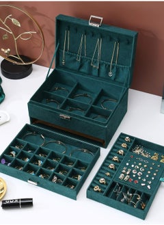 Women Jewelry Organizer Box, 3-layer Velvet Boxes Display Storage Case With Lock For Rings Necklace Earrings, Green 24*17*11cm - pzsku/ZC61D800AB5937DDC03C7Z/45/_/1740165979/d827e7a0-b2b4-4400-8b3c-3ee01f0136f1