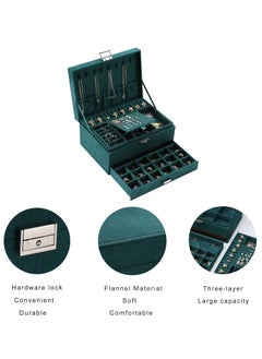 Women Jewelry Organizer Box, 3-layer Velvet Boxes Display Storage Case With Lock For Rings Necklace Earrings, Green 24*17*11cm - pzsku/ZC61D800AB5937DDC03C7Z/45/_/1740166040/53f9adb6-f9ce-4f06-a93d-119fe2fec9c6