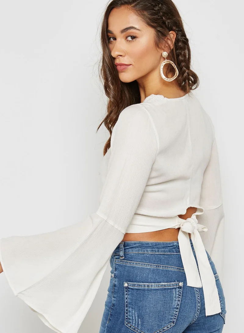 Miss Selfridge Angel Sleeve Wrap Top