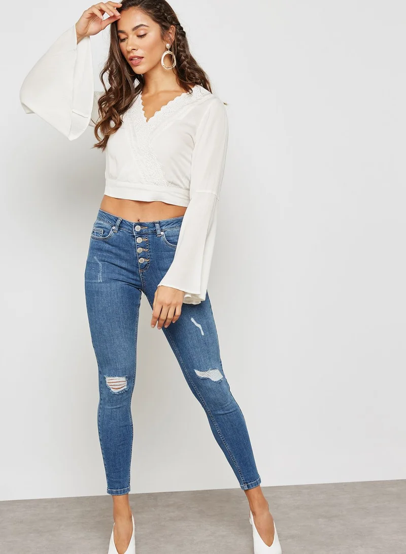 Miss Selfridge Angel Sleeve Wrap Top